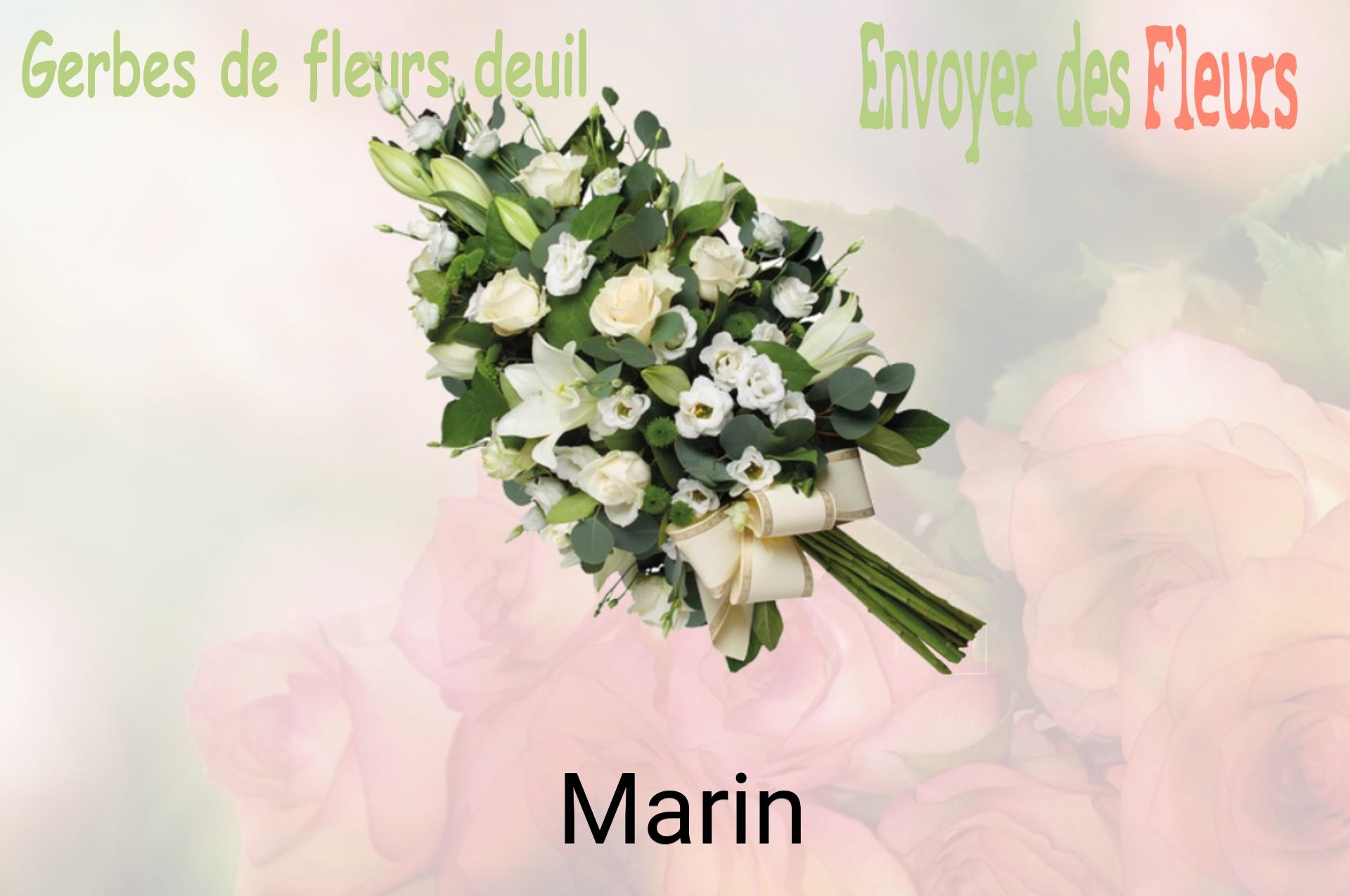 Gerbe de fleurs de deuil livrée à Marin